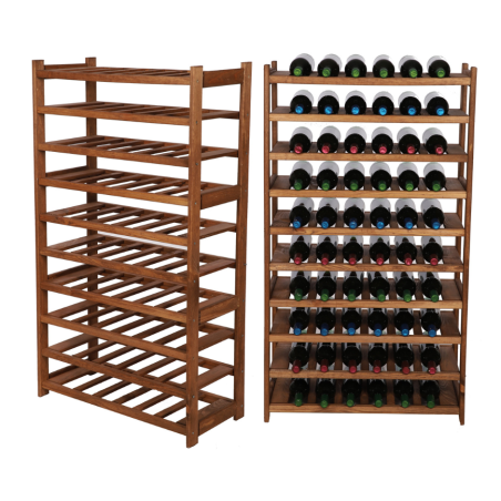 Regał Drewniany LSR – 10 półek na wino – brązowy