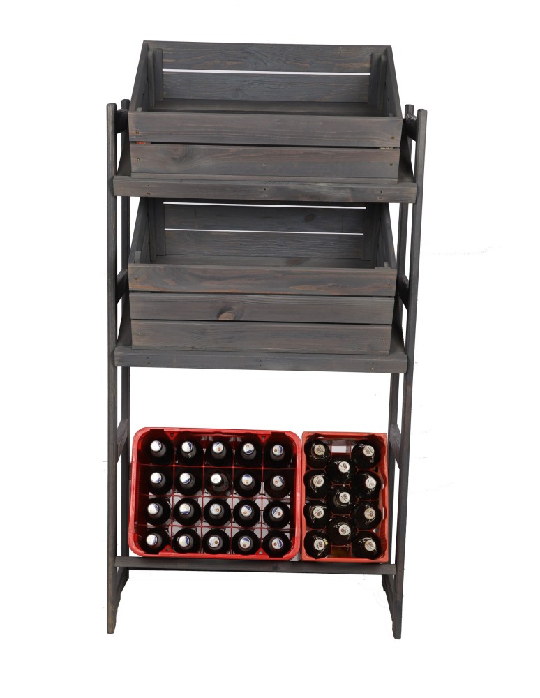 Regały/meble wielofunkcyjne - Regał Drewniany LSR – 3 półki na skrzynki – szary - product MODO24.PL 4