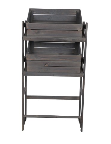 Regały/meble wielofunkcyjne - Regał Drewniany LSR – 3 półki na skrzynki – szary - product 16