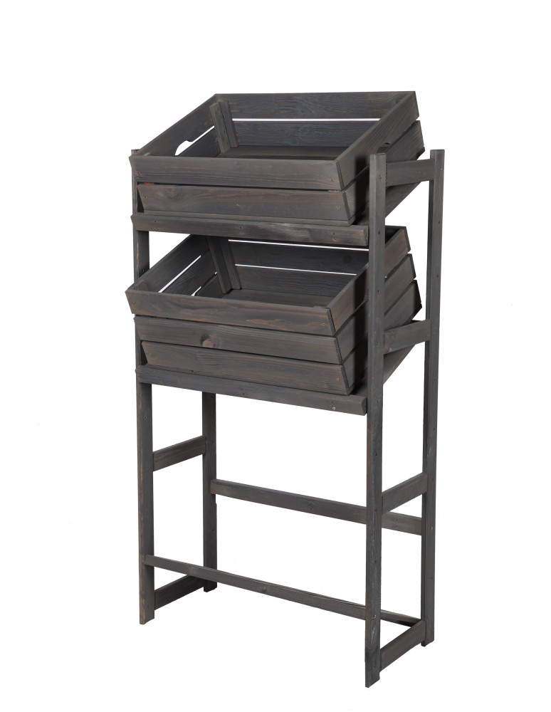 Regały/meble wielofunkcyjne - Regał Drewniany LSR – 3 półki na skrzynki – szary - product MODO24.PL 17