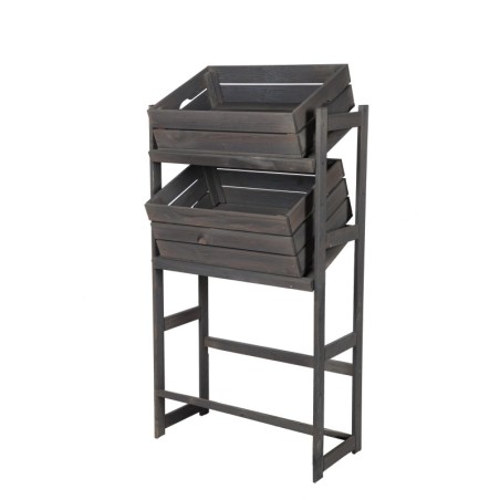 Regał Drewniany LSR – 3 półki na skrzynki – szary