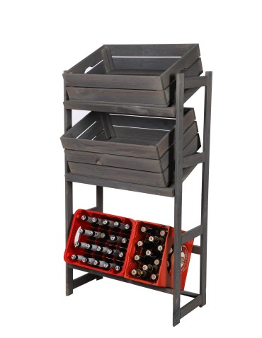 Regały/meble wielofunkcyjne - Regał Drewniany LSR – 3 półki na skrzynki – szary - product 18