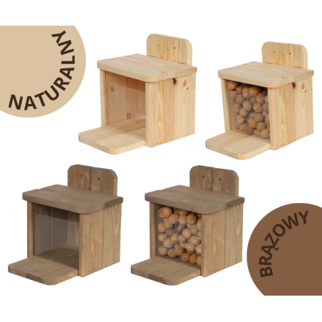 Drewniany Karmnik dla Wiewiórki - Nieimpregnowany