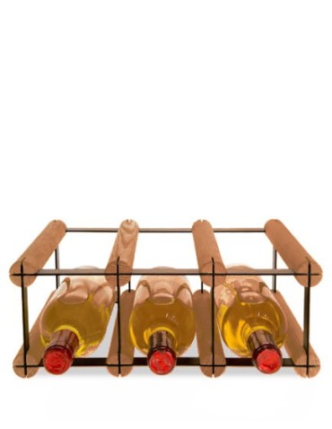 Regały na butelki szklane/PET RW-8  Przechowywanie alkoholu w domu - Stojak RW-8 3x1 na 3 butelki - brązowy - product 4
