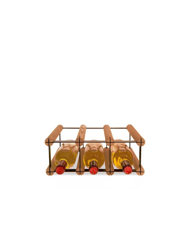 Regały na butelki szklane/PET RW-8  Przechowywanie alkoholu w domu - Stojak RW-8 3x1 na 3 butelki - brązowy - product MODO24.PL 4