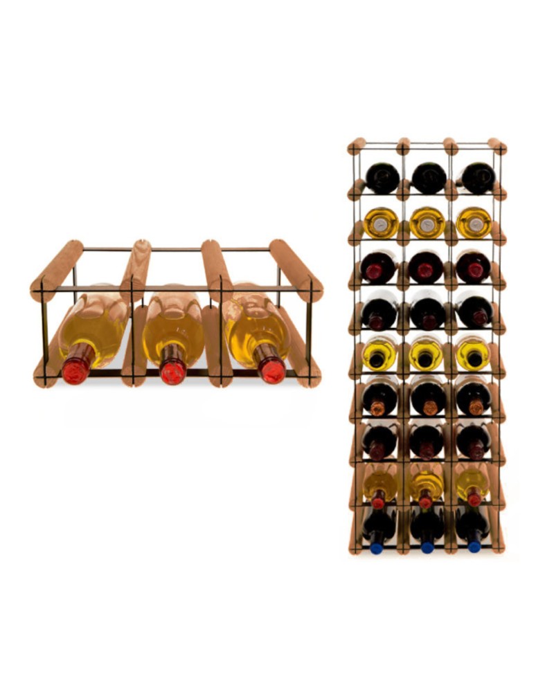 Regały na butelki szklane/PET RW-8  Przechowywanie alkoholu w domu - Stojak RW-8 3x1 na 3 butelki - brązowy - product MODO24.PL 6