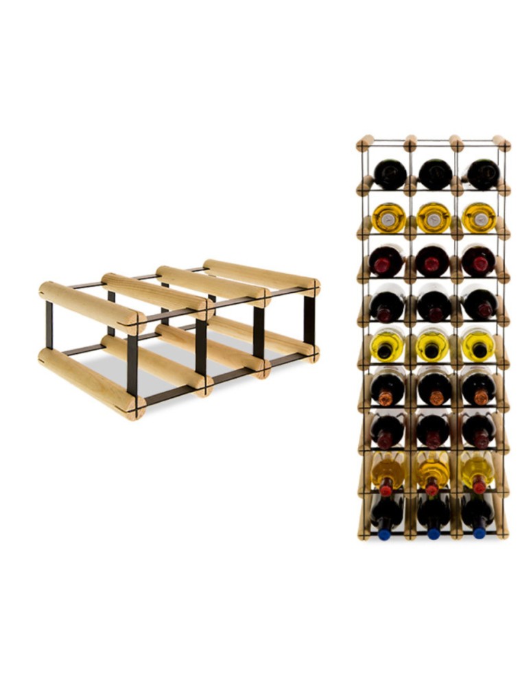 Regały na butelki szklane/PET RW-8  Przechowywanie alkoholu w domu - Stojak RW-8 3x1 na 3 butelki - brązowy - product MODO24.PL 8