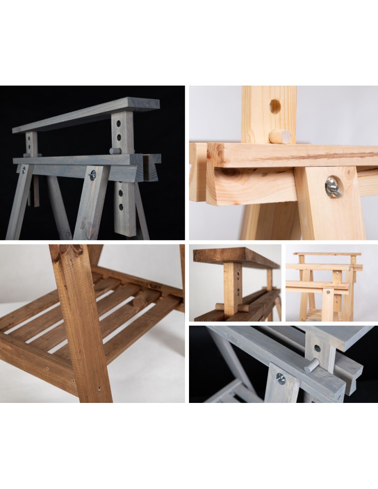 Koziołki Warsztatowe - Regulowany Koziołek Warsztatowy W Kolorze Brązowym - 1 sztuka - product MODO24.PL 6