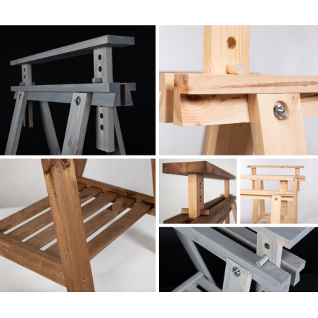 Regulowany Koziołek Warsztatowy W Kolorze Brązowym - 1 sztuka