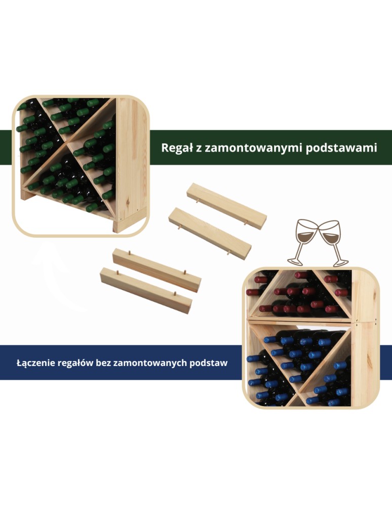 Seria RW-61 - Segmentowy Regał na Alkohole (2 pełne półki) – RW61  Naturalne Drewno - product MODO24.PL 13