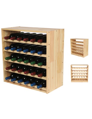 Segmentowy Regał na Alkohole (5 poziomych leżni) – RW61 Naturalne Drewno