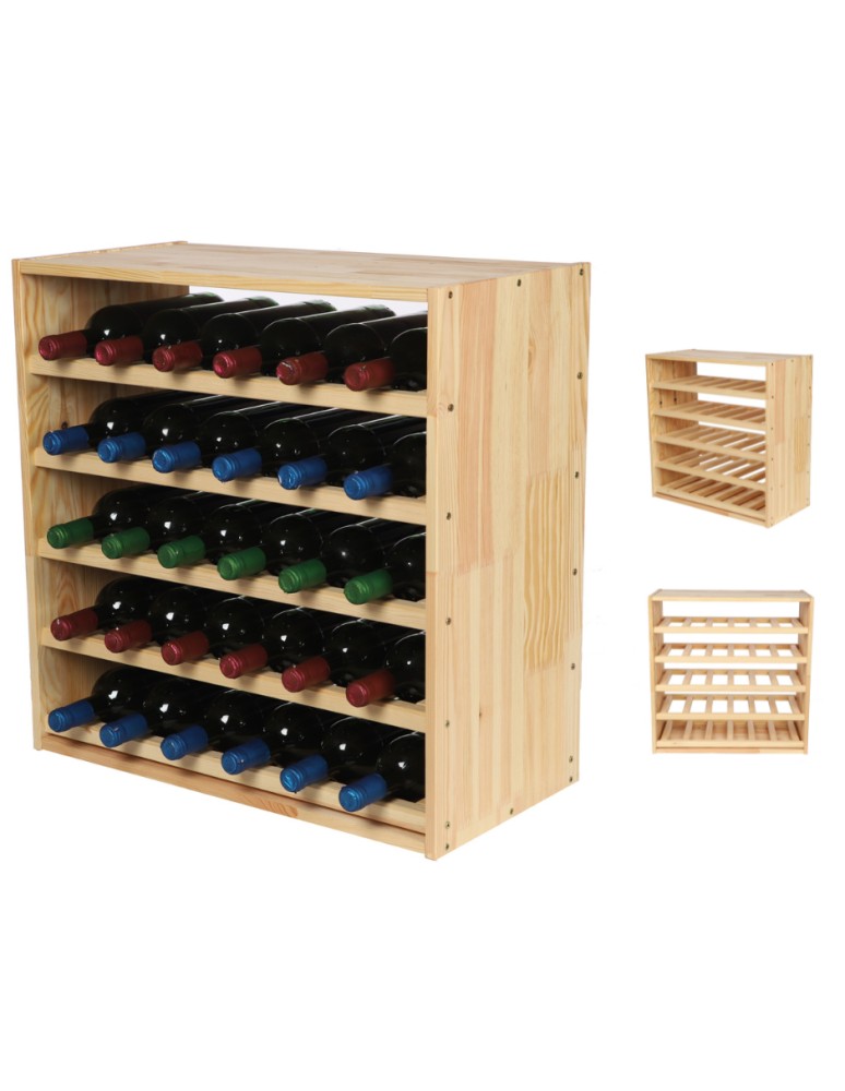Seria RW-61 - Segmentowy Regał na Alkohole (5 poziomych leżni) – RW61 Naturalne Drewno - produkt MODO24.PL 1