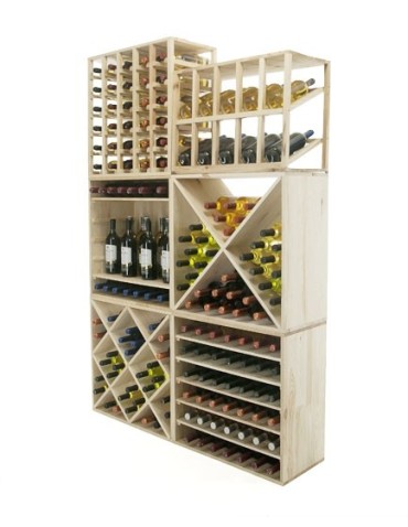 Seria RW-61 - Segmentowy Regał na Alkohole (3 ukośne leżnie) – RW61 Naturalne Drewno - product 15