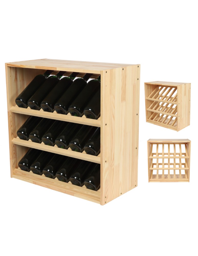 Seria RW-61 - Segmentowy Regał na Alkohole (3 ukośne leżnie) – RW61 Naturalne Drewno - produkt MODO24.PL 1