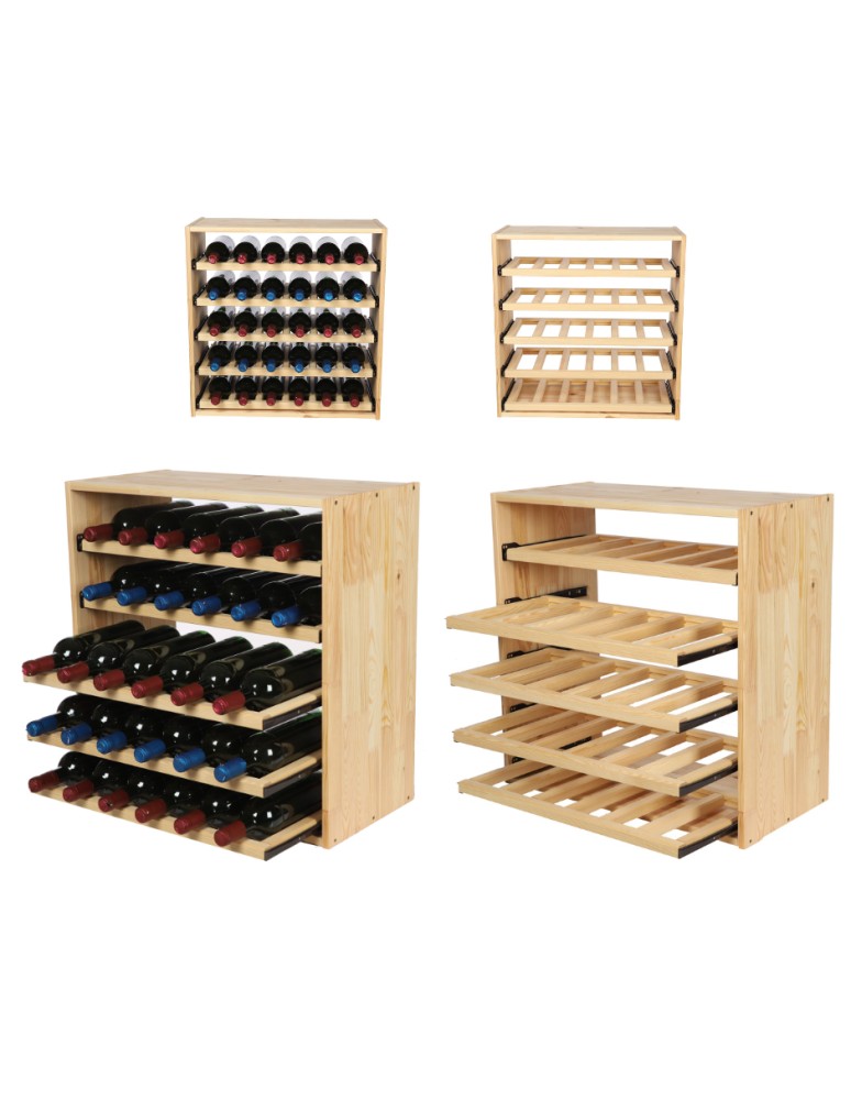 Seria RW-61 - Segmentowy Regał na Alkohole (5 wysuwanych leżni) – RW61 Naturalne Drewno - produkt MODO24.PL 1