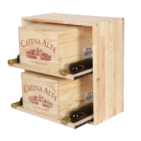 Modułowy Regał na Butelki 60X60X30 cm · 2 Leżnie Wysuwane · Naturalny