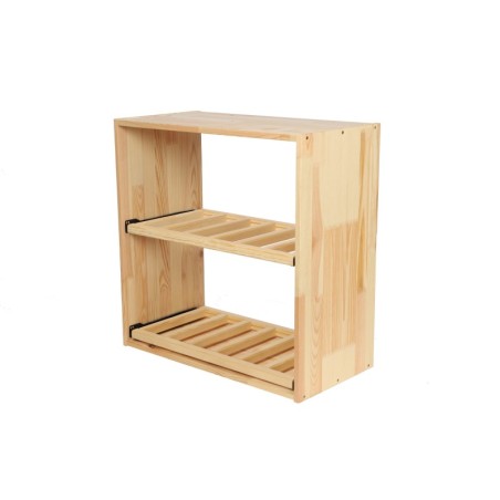 Modułowy Regał na Butelki 60X60X30 cm · 2 Leżnie Wysuwane · Naturalny