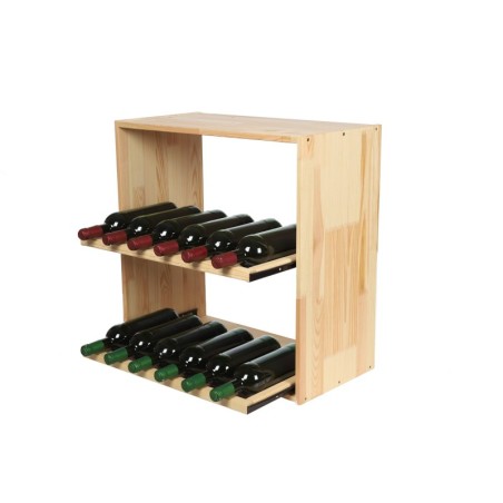 Modułowy Regał na Butelki 60X60X30 cm · 2 Leżnie Wysuwane · Naturalny