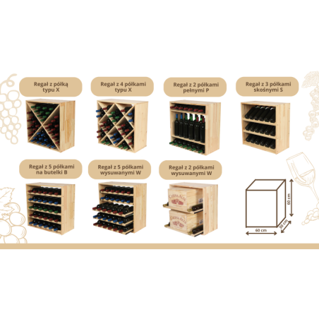 Modułowy Regał na Alkohole 60X60X30 cm · Półki typu X2 · Naturalny