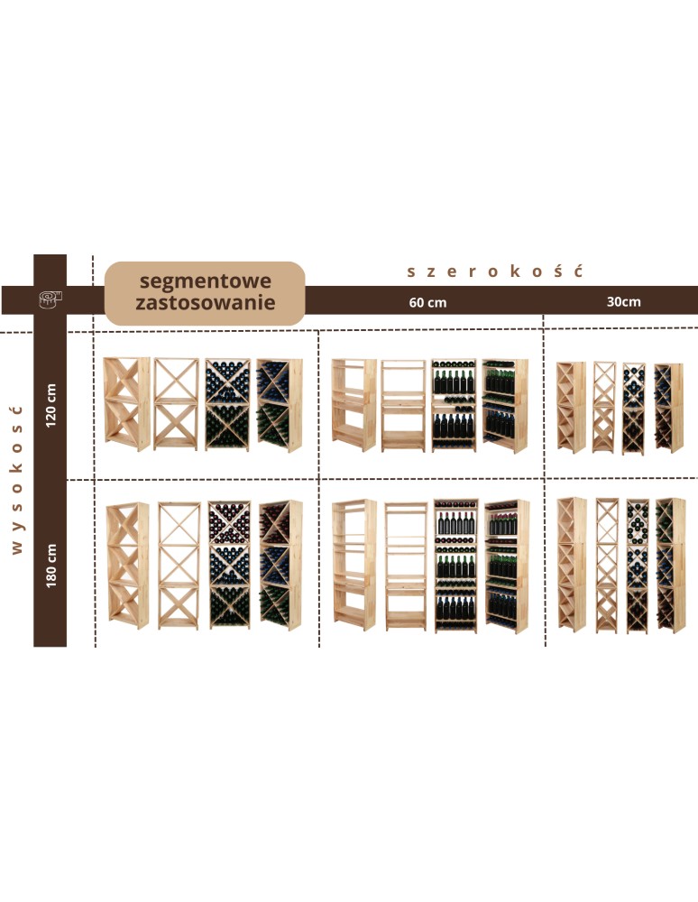 Seria RW-61 - Segmentowy Regał na Alkohole (półki X2) – RW61 Naturalne Drewno - product MODO24.PL 11