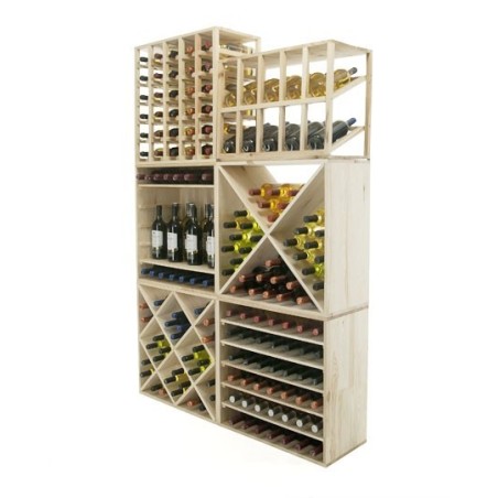 Narożny Regał na Alkohole 60X60X30 cm · 5 leżni · Naturalne Drewno