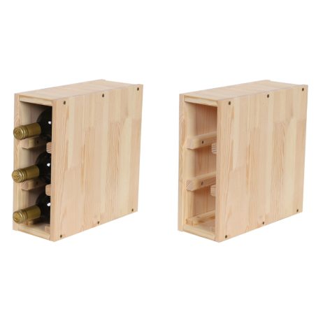 Skrzynka na 3 Butelki 30X12X30 cm · Naturalne Drewno · Seria RW61