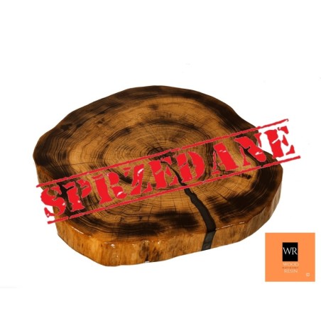 Owalny Stolik / Blat ✶ Tatiana ✶ Wiąz i Żywica ✶ 61x56x6 cm ✶ Unikat