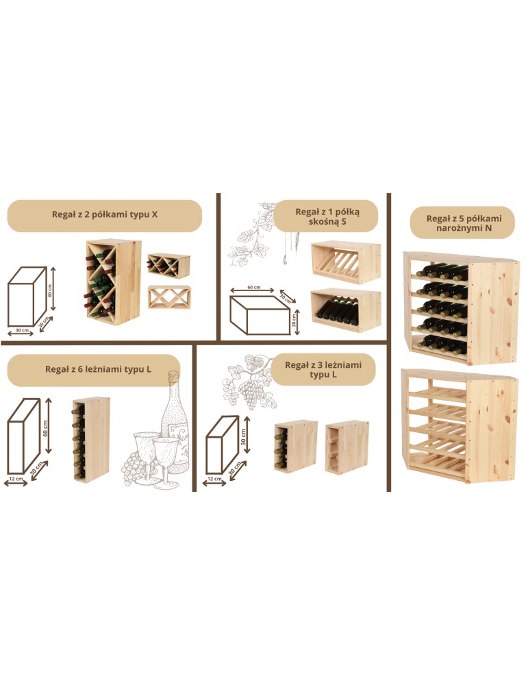 Seria RW-61 - Segmentowy Regał na Alkohole (1 ukośna leżnia) – RW61 Naturalne Drewno - product MODO24.PL 10