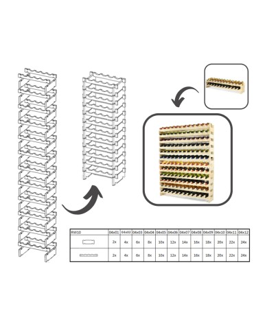 Seria RW-10 - Regał Modułowy - 4 Leżnie po 4 butelki - RW10_04x04 - product 10