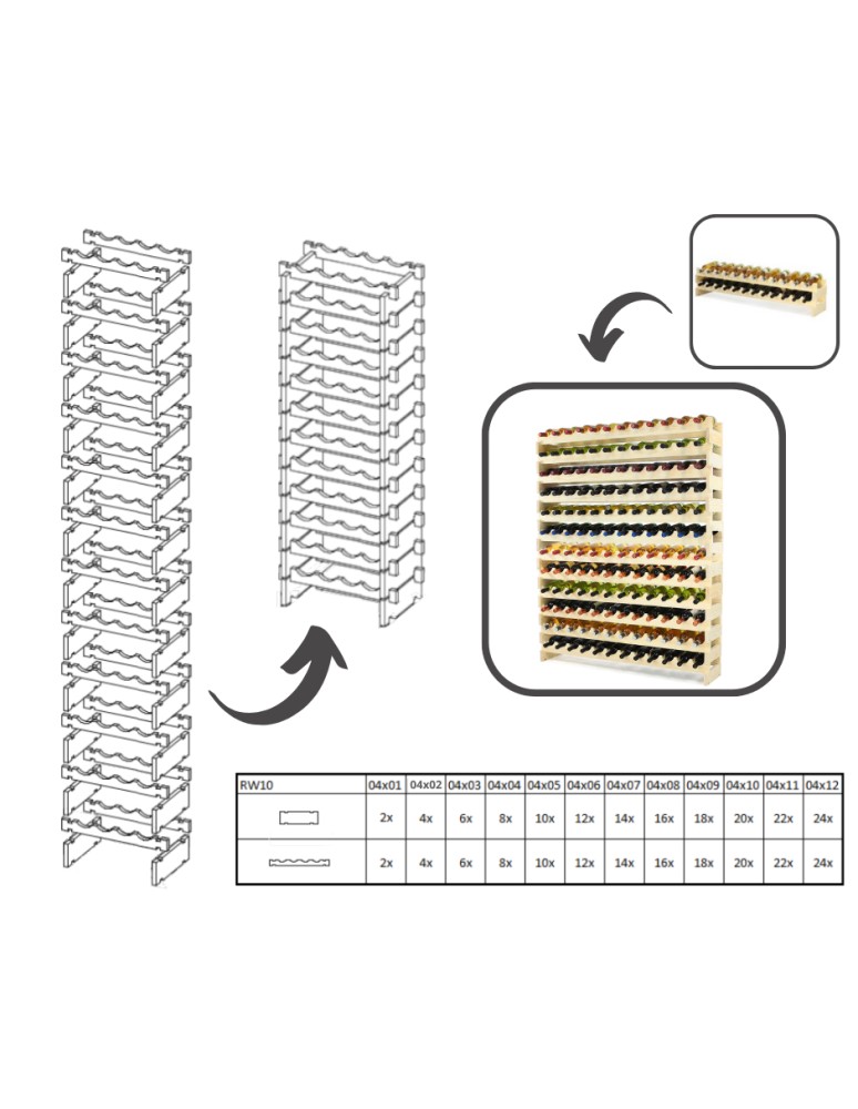 Seria RW-10 - Regał Modułowy - 10 Leżni po 4 butelki - RW10_04x10 - product MODO24.PL 7
