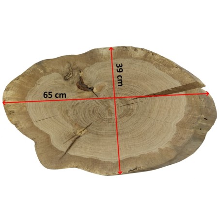 Dębowy Blat Na Stolik ❍ Okorowany Plaster Drewna ❍ Dł 65cm  UNIKAT 125400