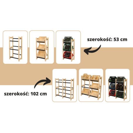 Regał na Skrzynki Transportowe (3szt) – Plastik/Drewno Brąz –108X53X32 cm