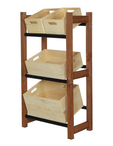 seria RSR - Regał na Skrzynki Transportowe (3szt) – Plastik/Drewno Brąz –108X53X32 cm - product 4