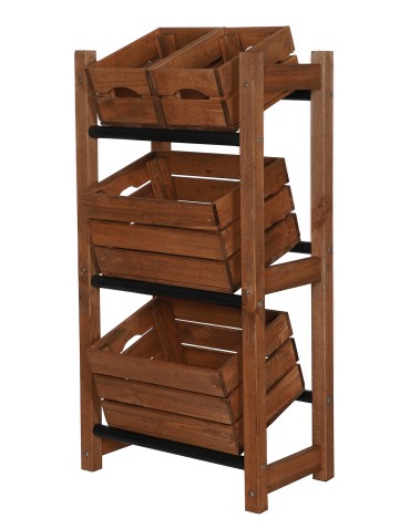 seria RSR - Regał na Skrzynki Transportowe (3szt) – Plastik/Drewno Brąz –108X53X32 cm - product 5