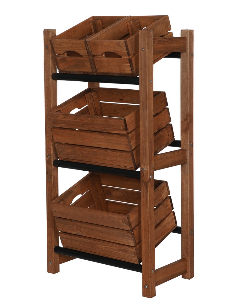 seria RSR - Regał na Skrzynki Transportowe (3szt) – Plastik/Drewno Brąz –108X53X32 cm - product MODO24.PL 5