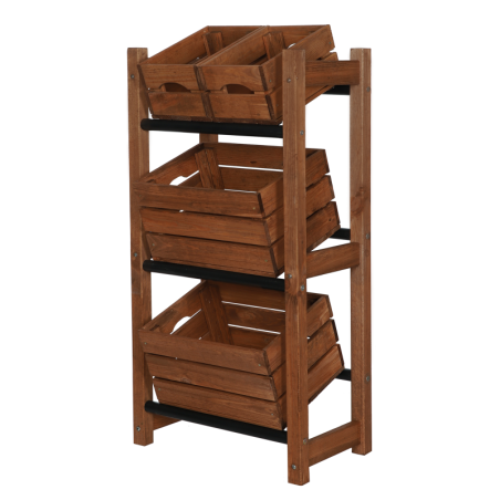 Regał na Skrzynki Transportowe (3szt) – Plastik/Drewno Brąz –108X53X32 cm