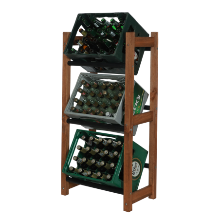 Regał na Skrzynki Transportowe (3szt) – Plastik/Drewno Brąz –108X53X32 cm