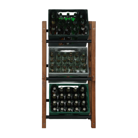 Regał na Skrzynki Transportowe (3szt) – Plastik/Drewno Brąz –108X53X32 cm