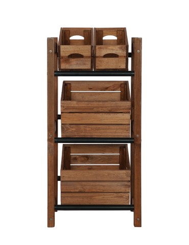 seria RSR - Regał na Skrzynki Transportowe (3szt) – Plastik/Drewno Brąz –108X53X32 cm - product 8