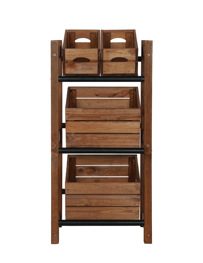 seria RSR - Regał na Skrzynki Transportowe (3szt) – Plastik/Drewno Brąz –108X53X32 cm - product MODO24.PL 8