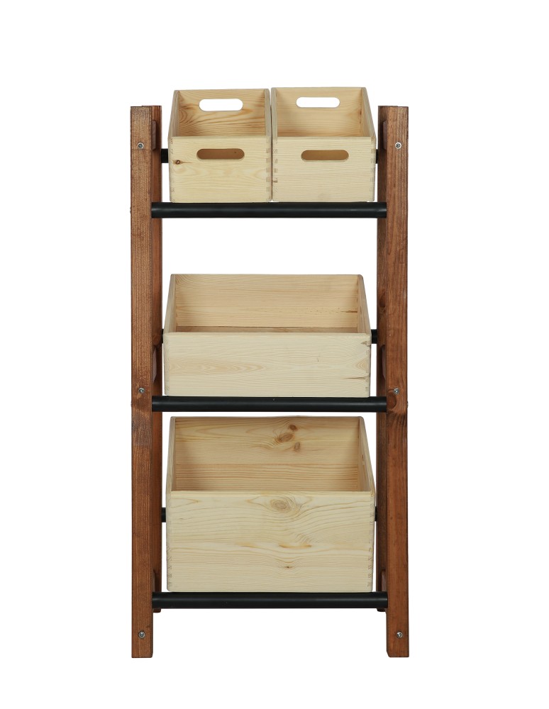 seria RSR - Regał na Skrzynki Transportowe (3szt) – Plastik/Drewno Brąz –108X53X32 cm - product MODO24.PL 9