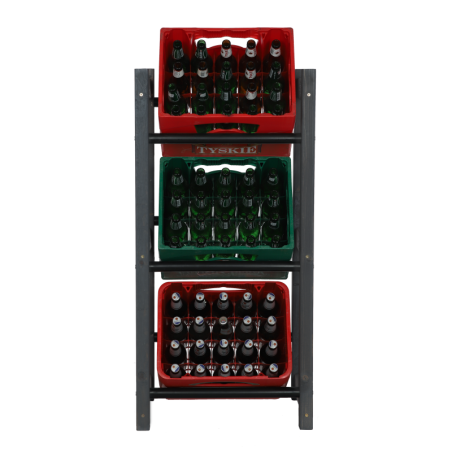 Regał na Skrzynki Transportowe (3szt) – Plastik/ Drewno Szare – RSR_053X32_3_S0K1