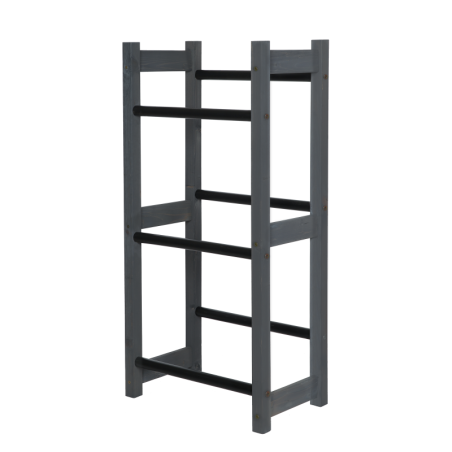 Regał na Skrzynki Transportowe (3szt) – Plastik/ Drewno Szare – RSR_053X32_3_S0K1