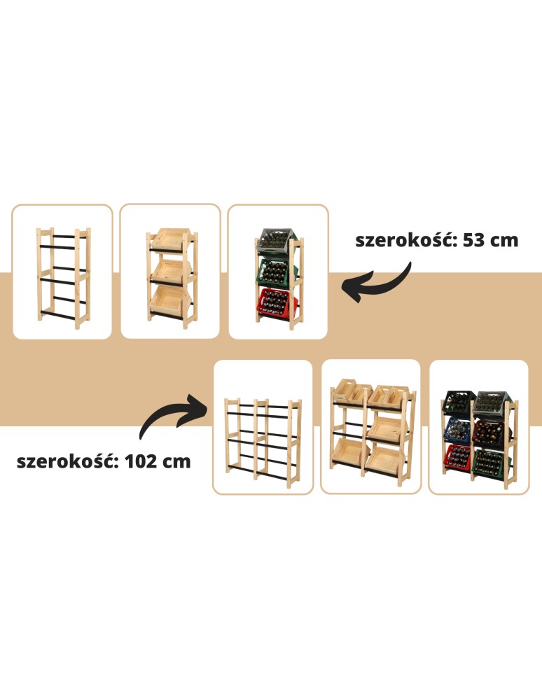 seria RSR - Regał na Skrzynki Transportowe (6szt) – Plastik/ Drewno Brąz – 108X102X32 cm - product MODO24.PL 4