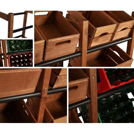 Regał na Skrzynki Transportowe (6szt) – Plastik/ Drewno Brąz – 108X102X32 cm