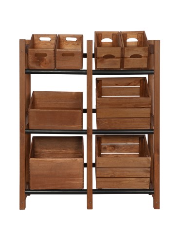 seria RSR - Regał na Skrzynki Transportowe (6szt) – Plastik/ Drewno Brąz – 108X102X32 cm - product 8