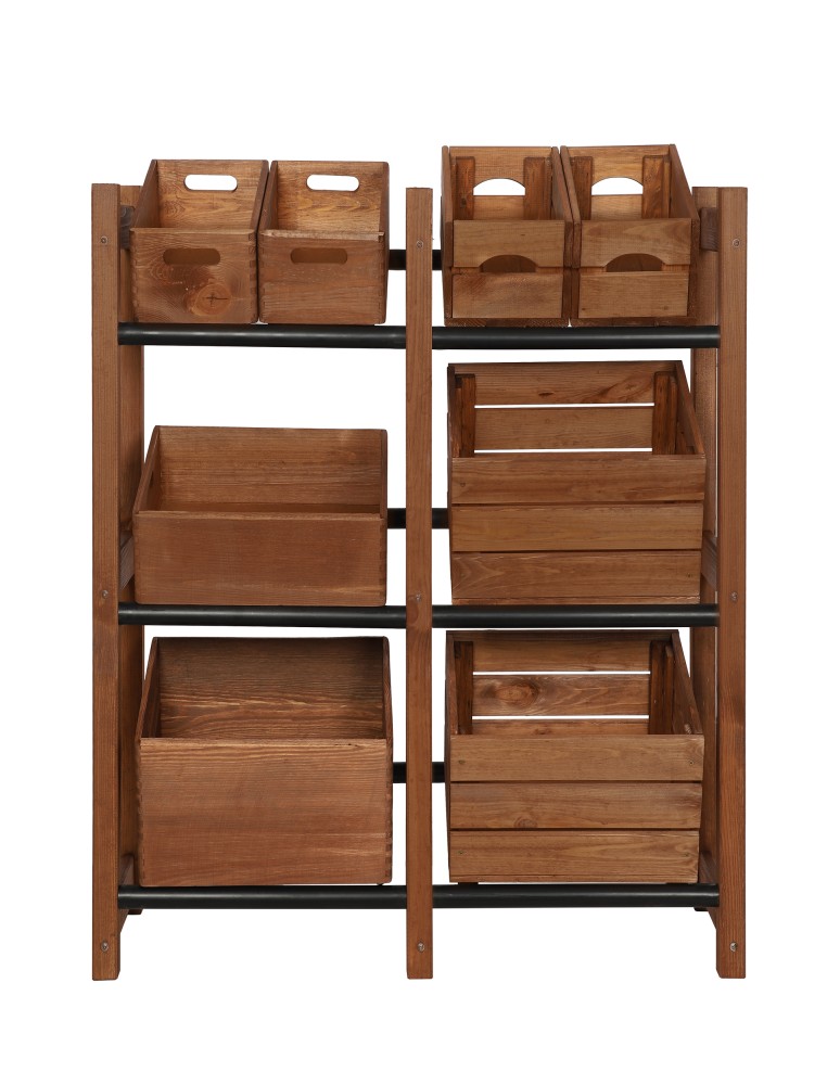 seria RSR - Regał na Skrzynki Transportowe (6szt) – Plastik/ Drewno Brąz – 108X102X32 cm - product MODO24.PL 8