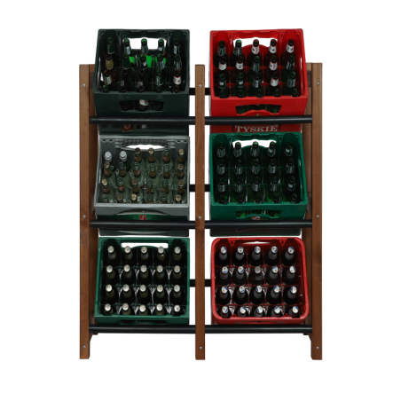 Regał na Skrzynki Transportowe (6szt) – Plastik/ Drewno Brąz – 108X102X32 cm