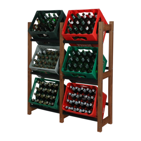 Regał na Skrzynki Transportowe (6szt) – Plastik/ Drewno Brąz – 108X102X32 cm