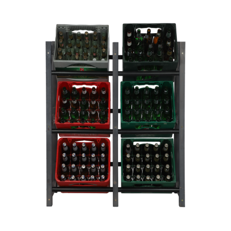 Regał na Skrzynki Transportowe (6szt) – Plastik/Drewno Szare– 108X102X32 cm